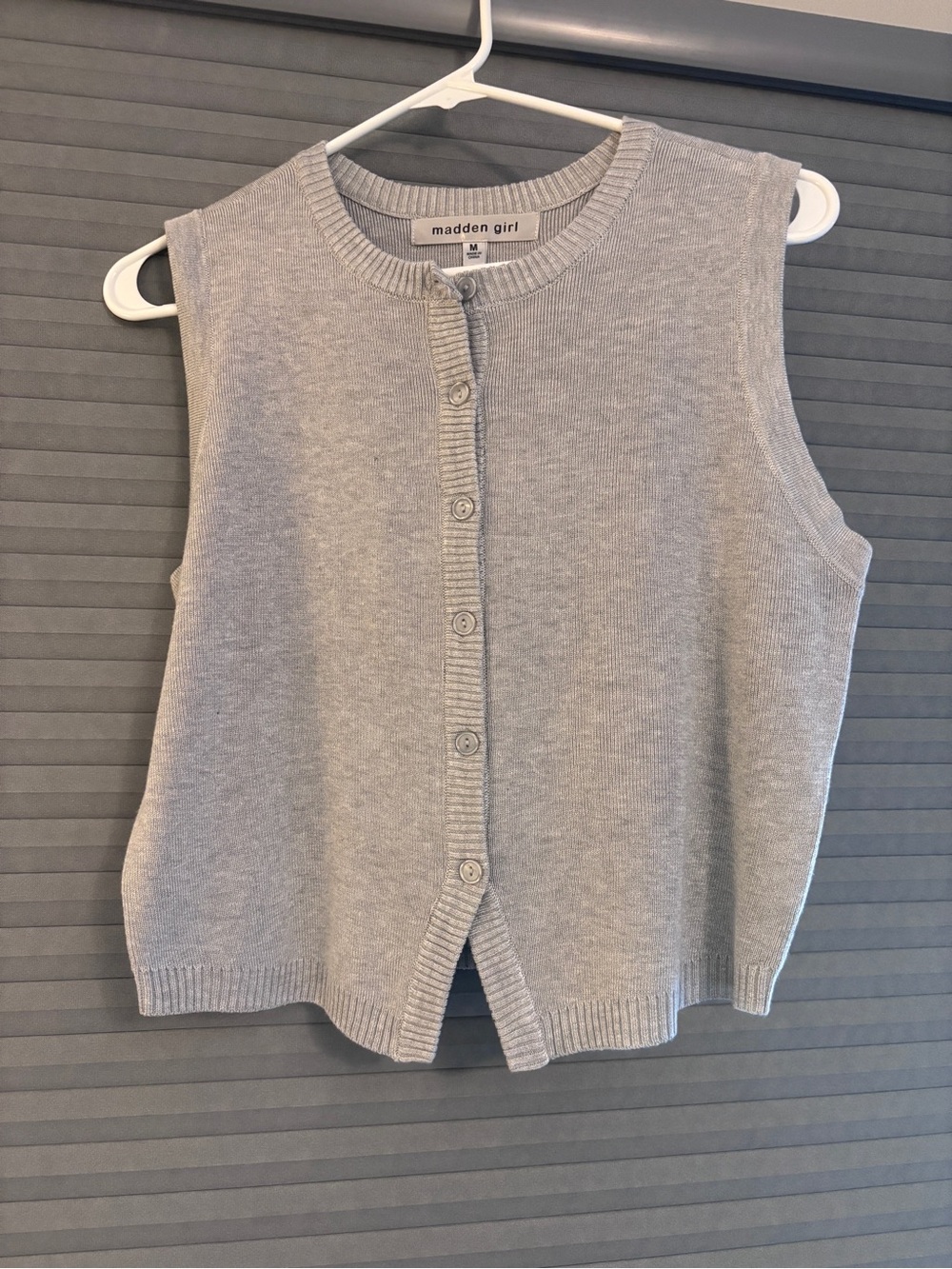 Madden Girl Gray Button-Front Knit Vest